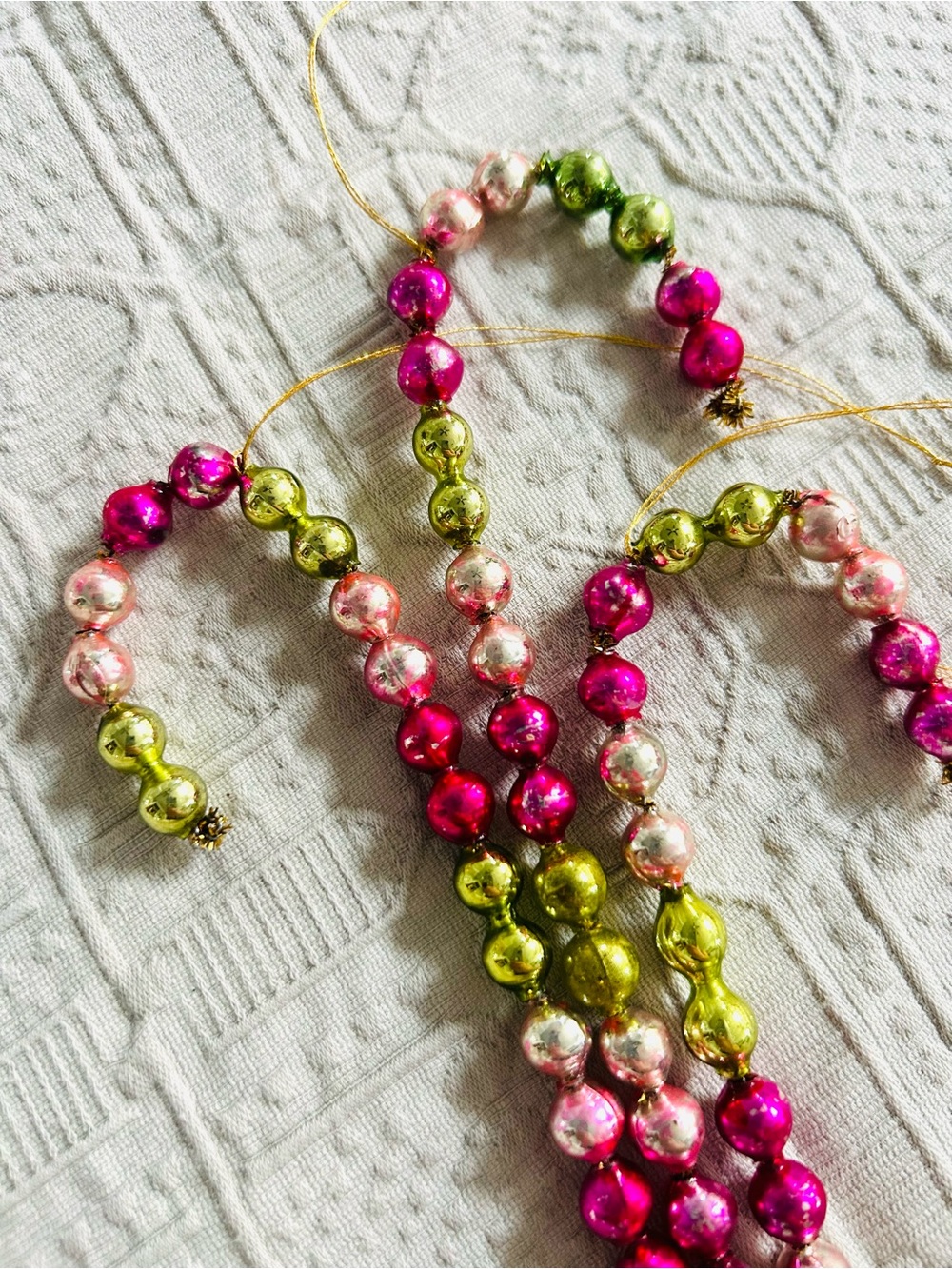 🎄 Vintage repurposed mercury glass bead candy cane holiday Christmas ornaments